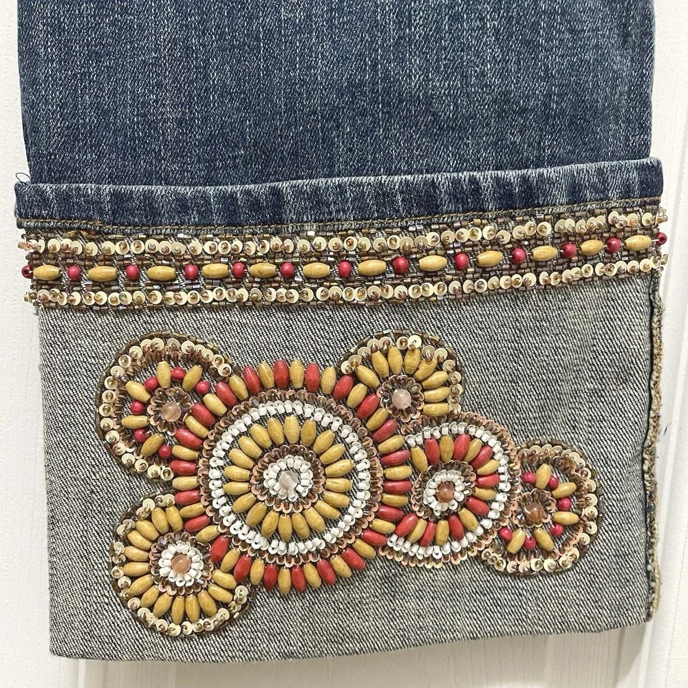Vintage NWT Cache Beaded Set Y2K Coastal Resort Beachy Boho Jeans Sz 8‎ Tank L